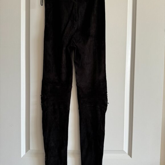 SAINT LAURENT Suede Biker Zipped Detailed Pants - Picture 2 of 12